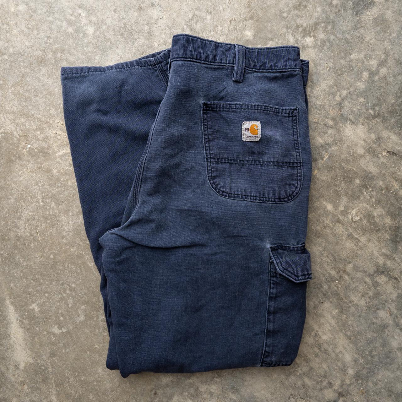 Carhartt FR Navy Baggy Cargo Pants Size: 38W... - Depop