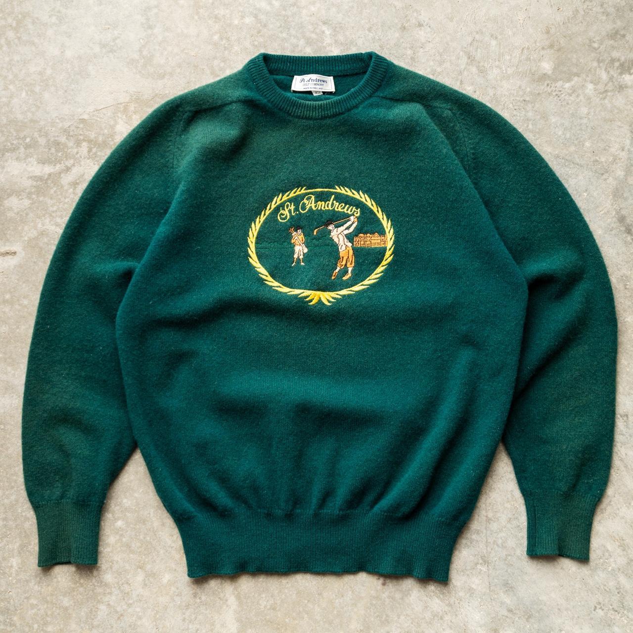 Vintage Made In England Green Golf Sweater Size: 42... - Depop