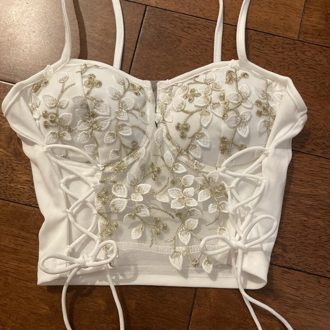 Women's Gold and White Corset