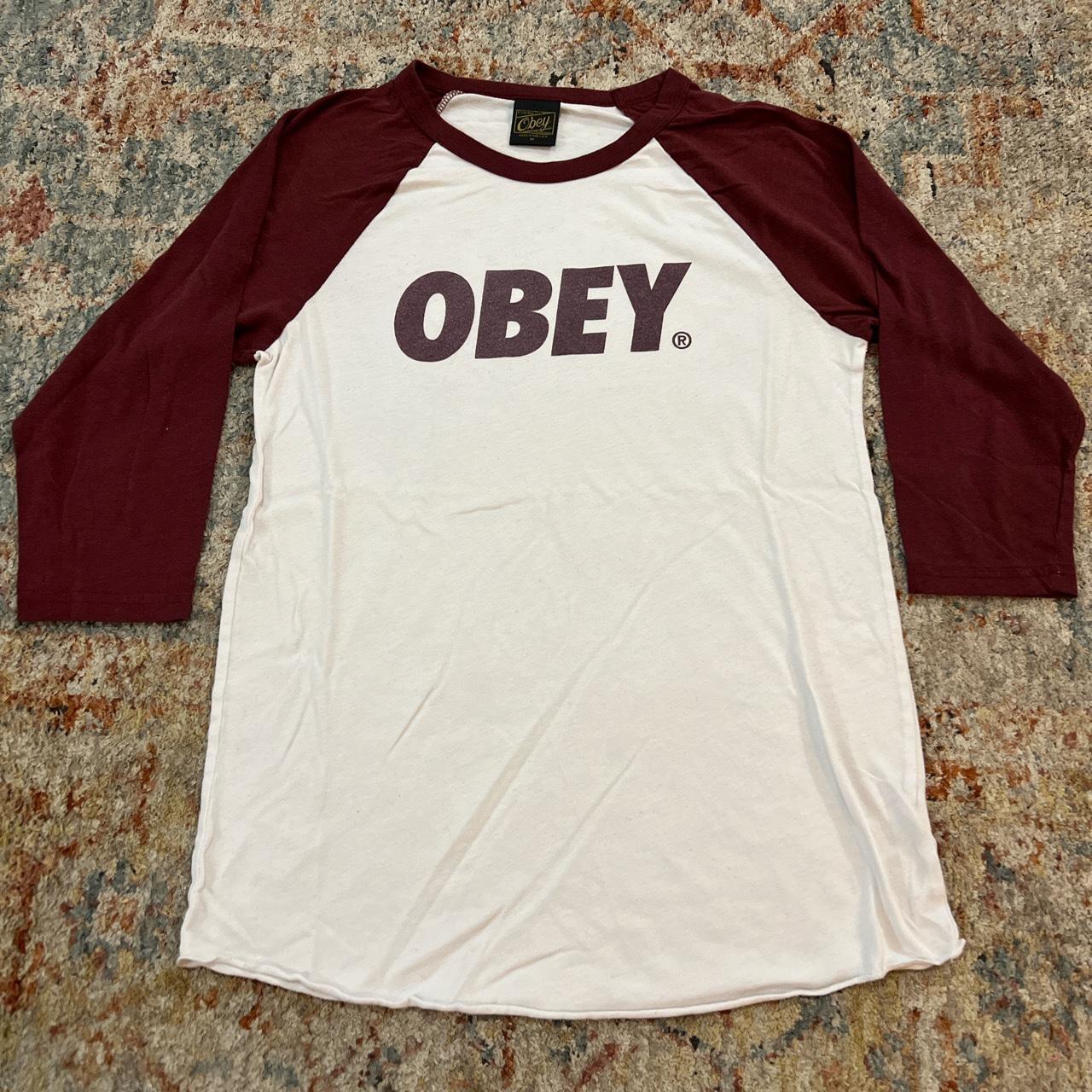 Obey Basic Vintage Burgundy Raglan T-Shirt