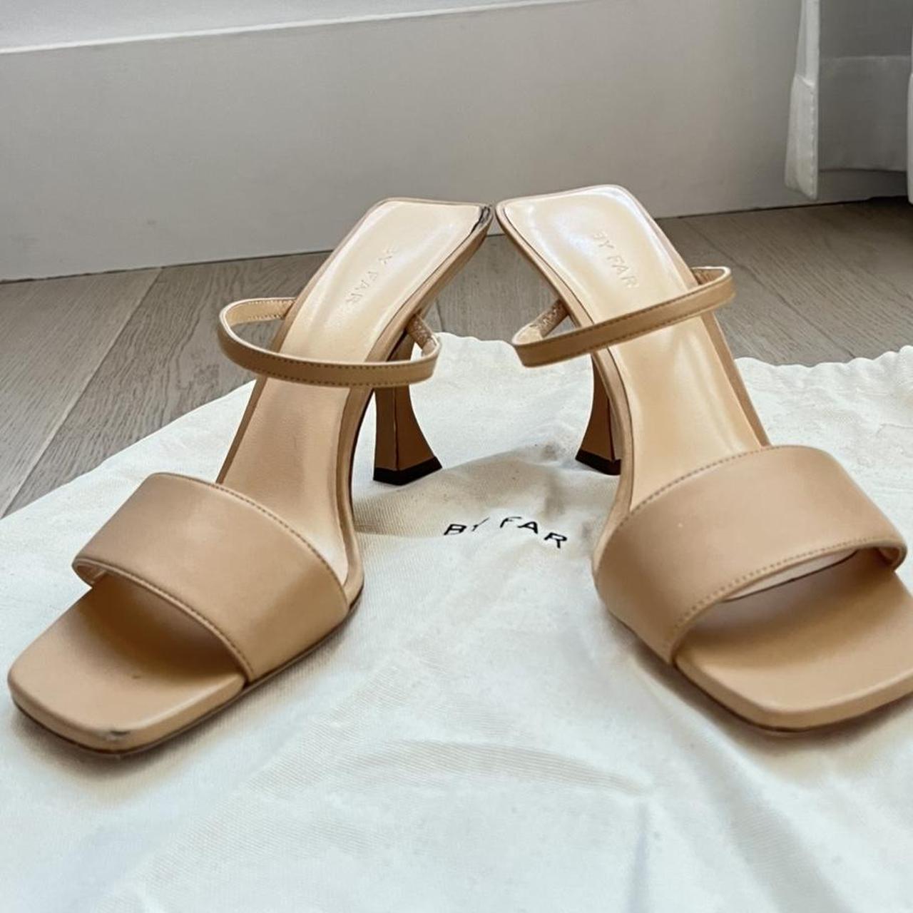 By Far Nude Sandal Heels Any signs of wear or tear