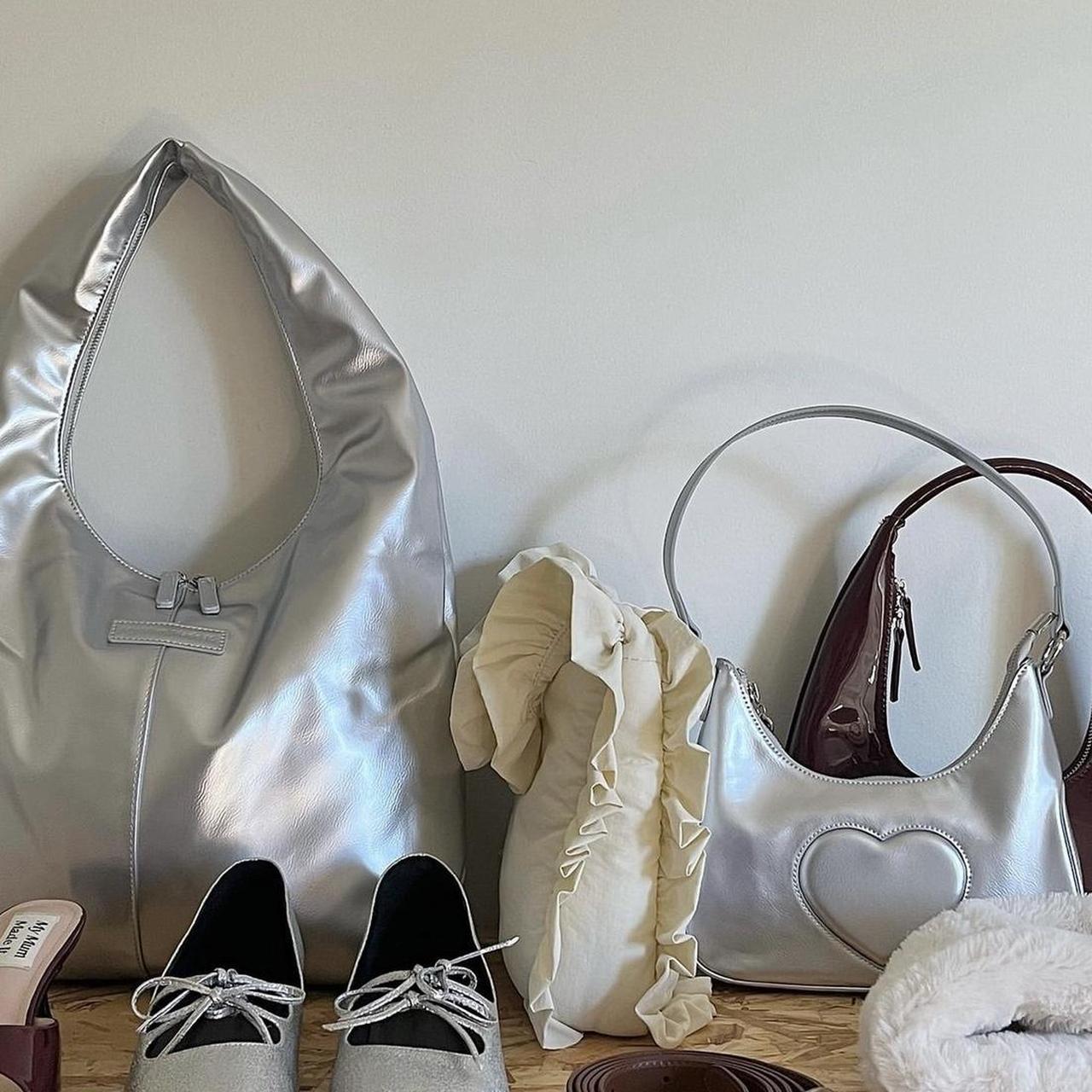 MY MUM MADE IT Large Metallic Silver Shoulder | Depop