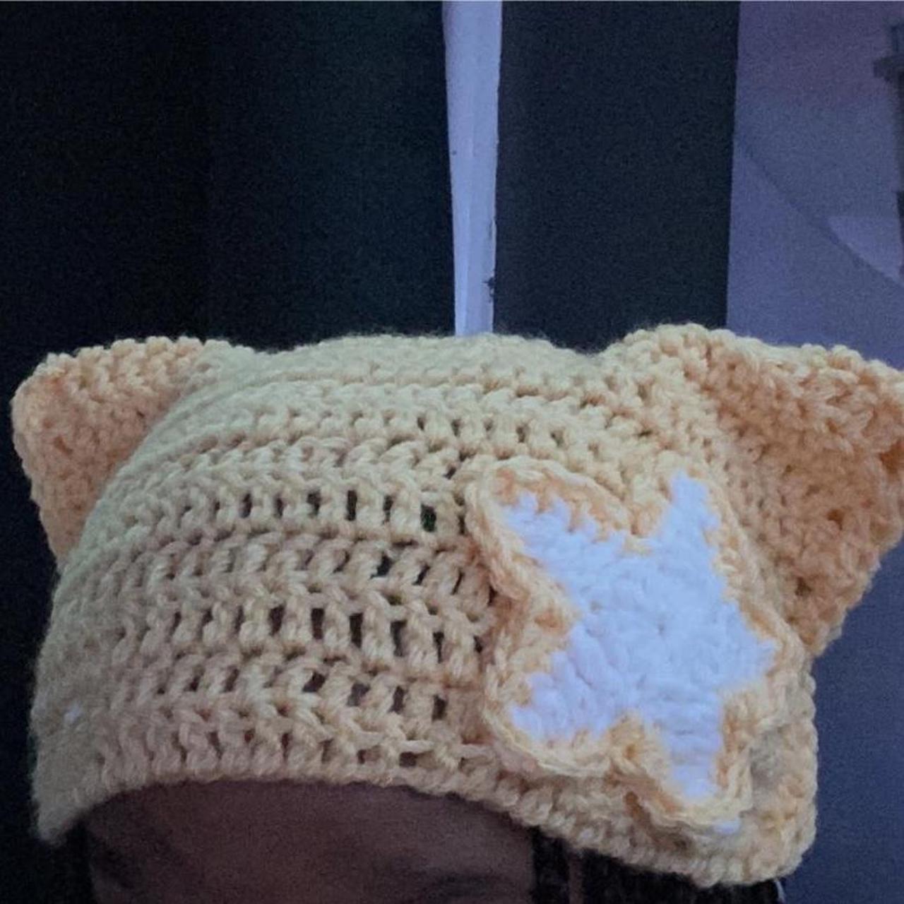 crochet star fuzzy cat hat !! us shipping only 100% - Depop