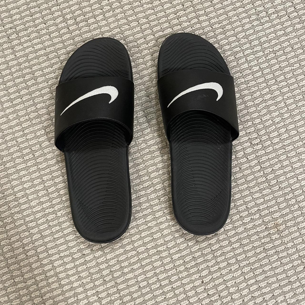 Nike slides size 11. Barely worn and in perfect... Depop