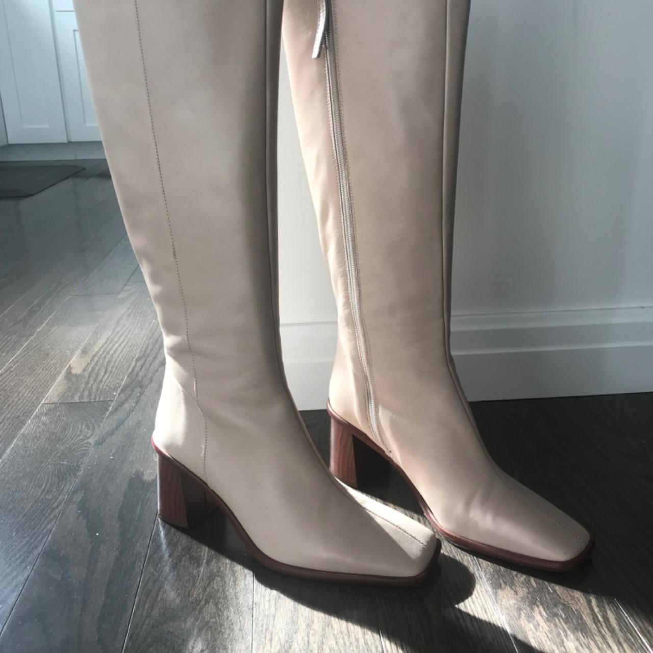 Alohas East Leather Boots in Off White Cream