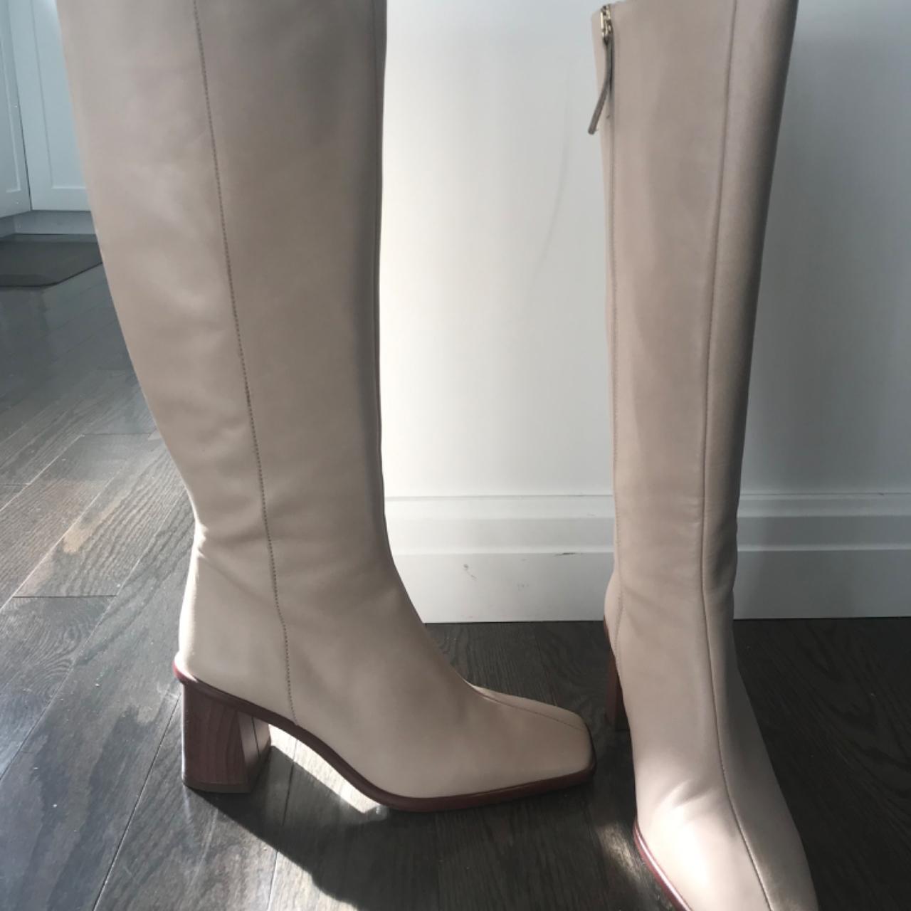 Alohas East Leather Boots in Off White Cream