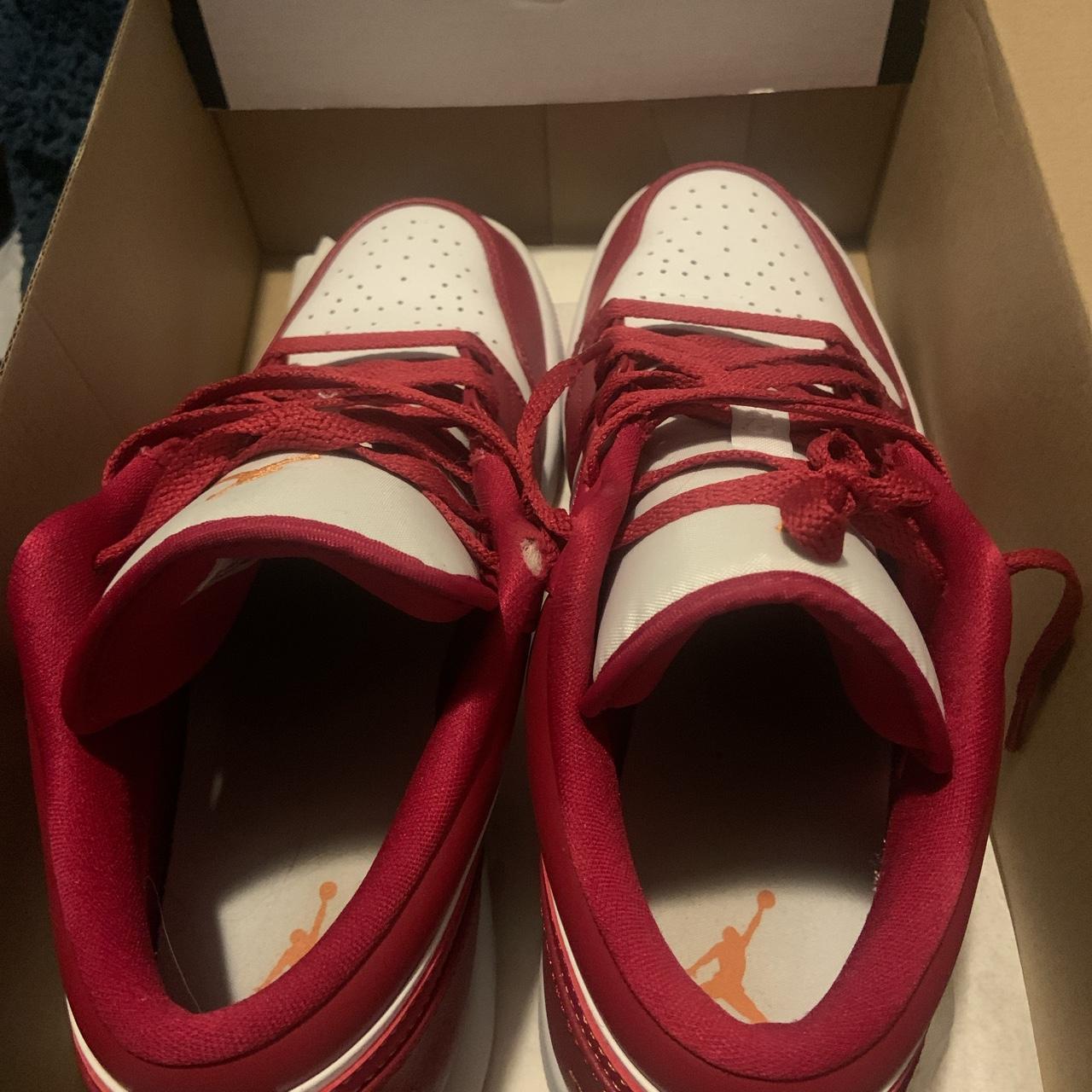 Air Jordan 1 low Cardinal red/light currywhite... Depop