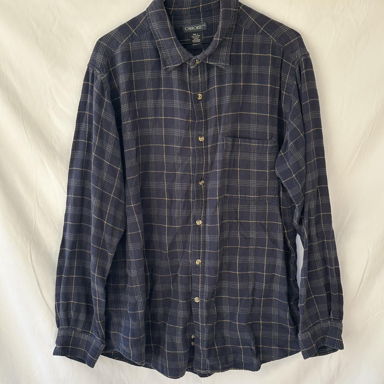 men’s cherokee, blue plaid shirt. super soft... - Depop