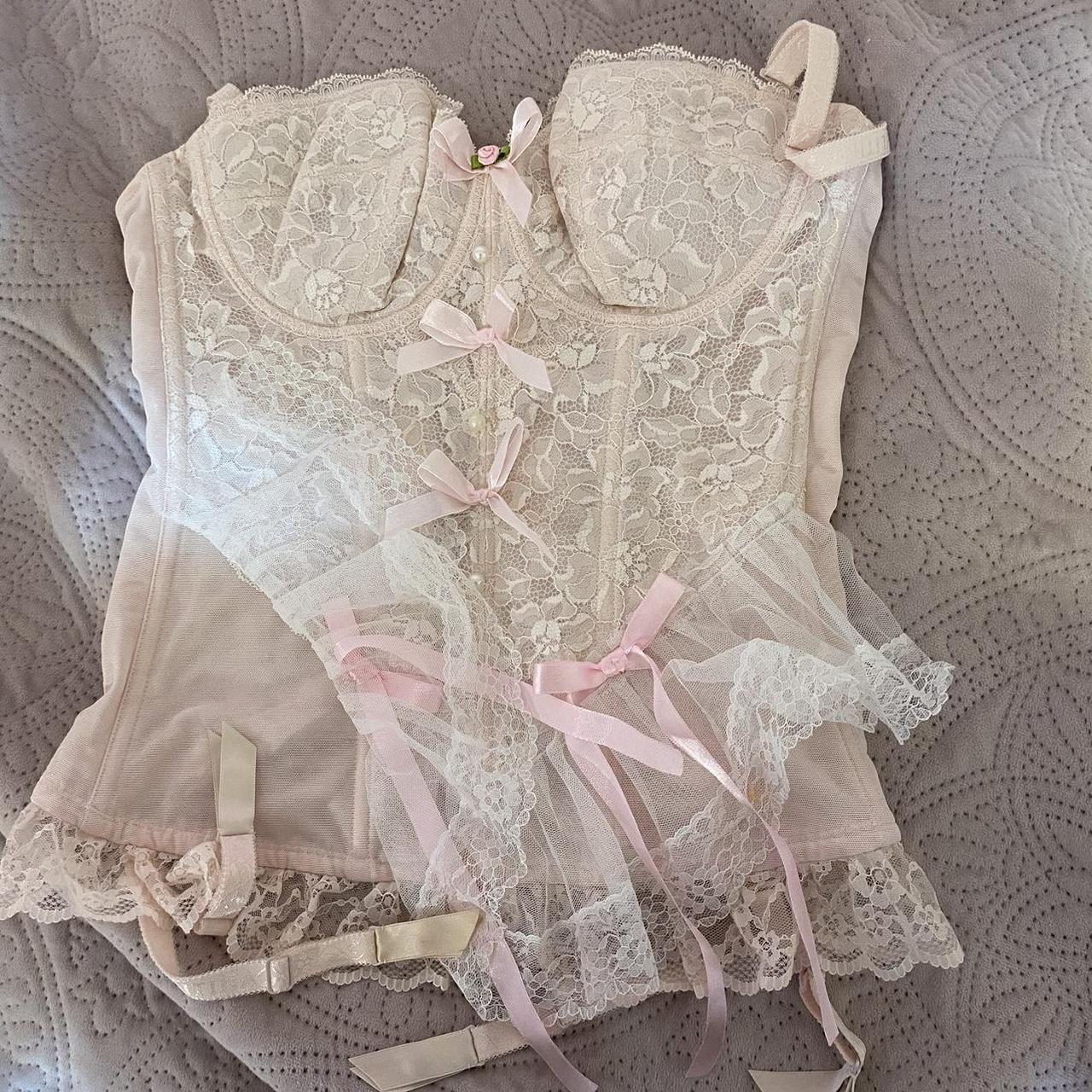 cute pink corset ! Size S !! Good for coquette or... - Depop