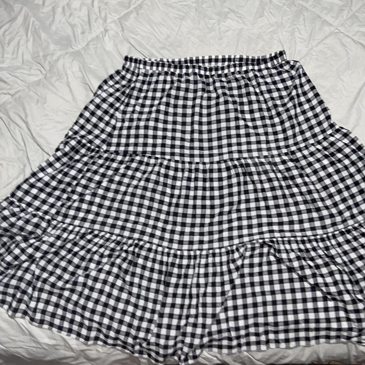 gingham tiered princess polly skirt worn once,... - Depop