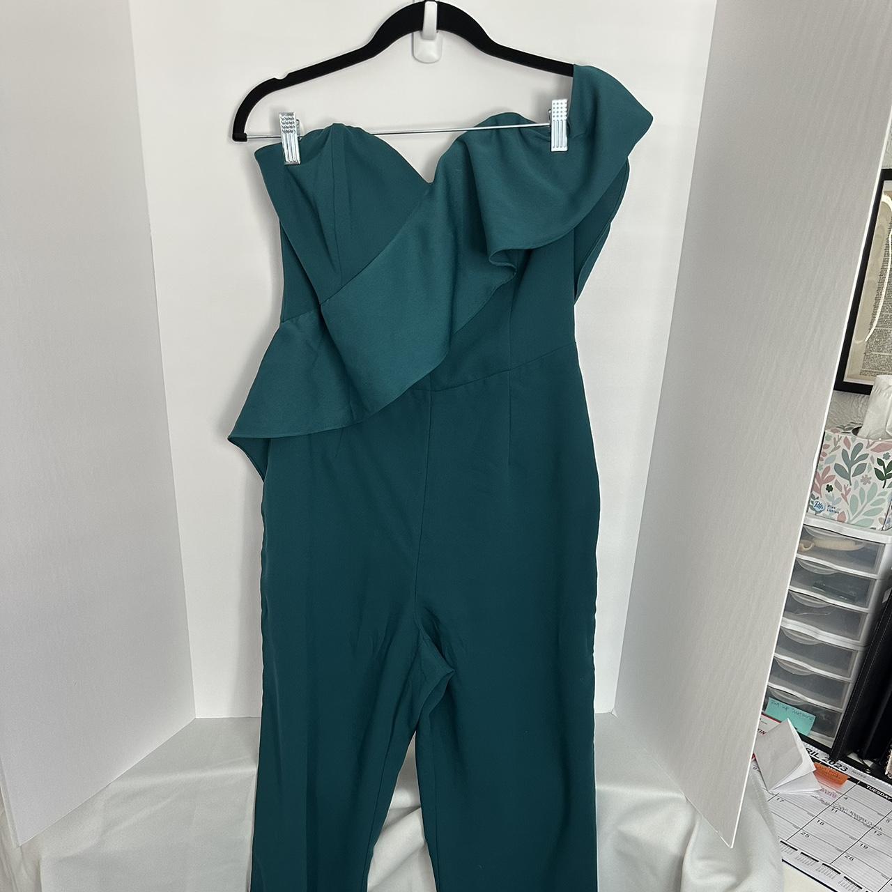 M blue green jumpsuit, one shoulder. Great for... Depop