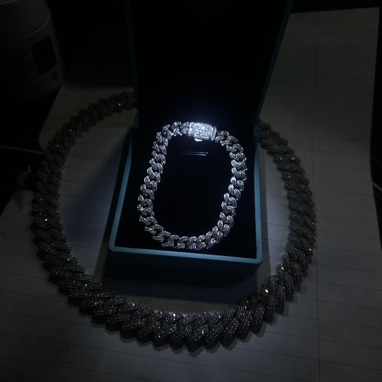 Moissanite Men's Bracelet - Silver – moissanite c… - image 1