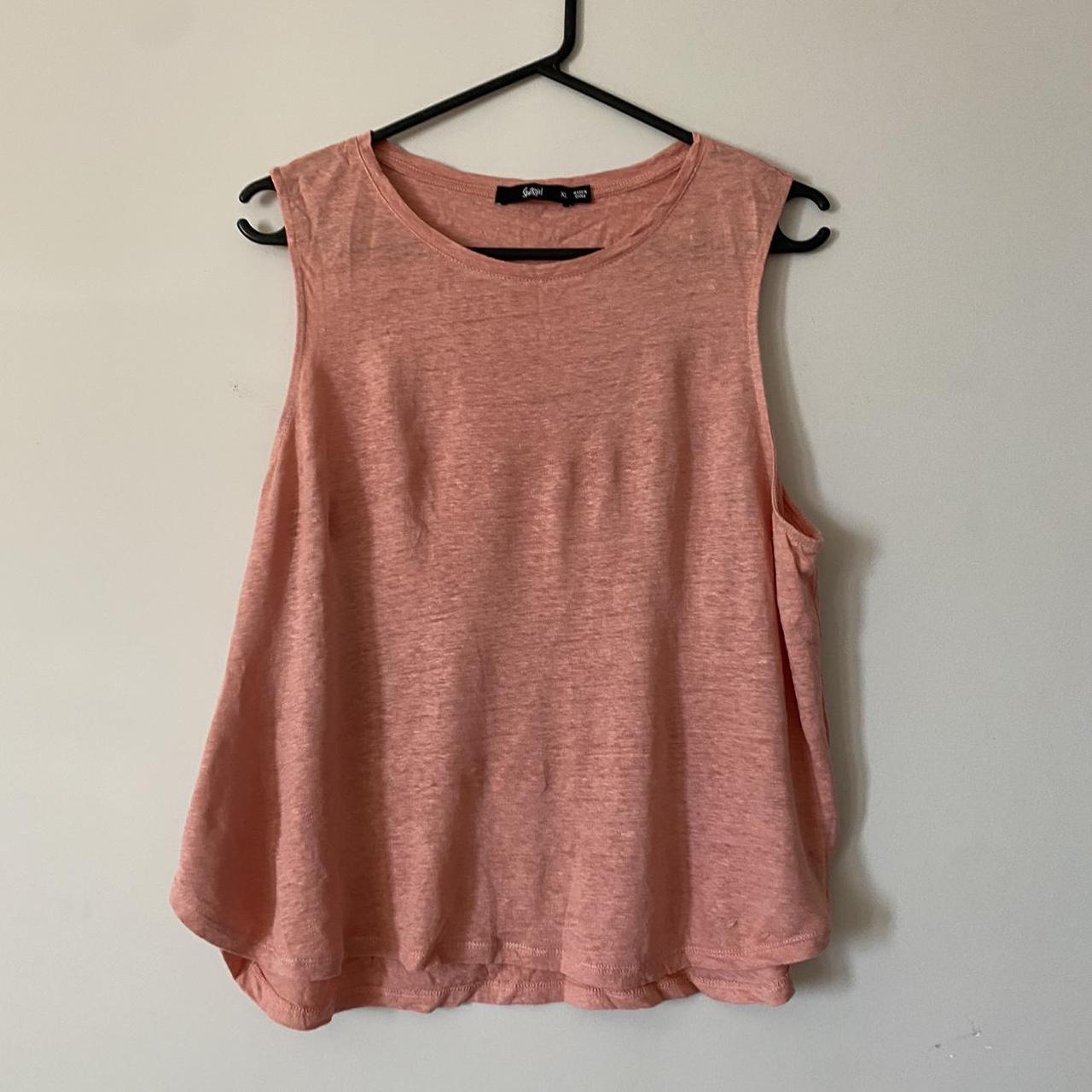 Sports girl Cotton Tank Top. Peach Pink Colour.... Depop