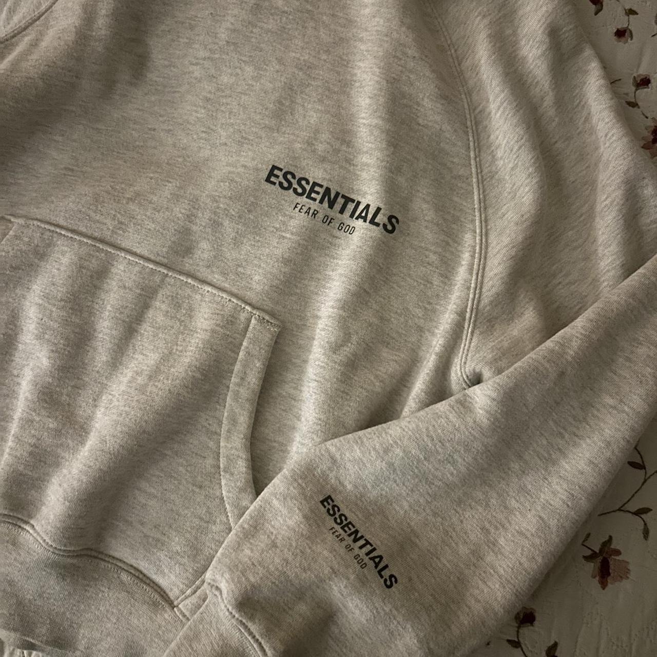 Essentials light oatmeal hoodie SS21 size xxs fits... - Depop