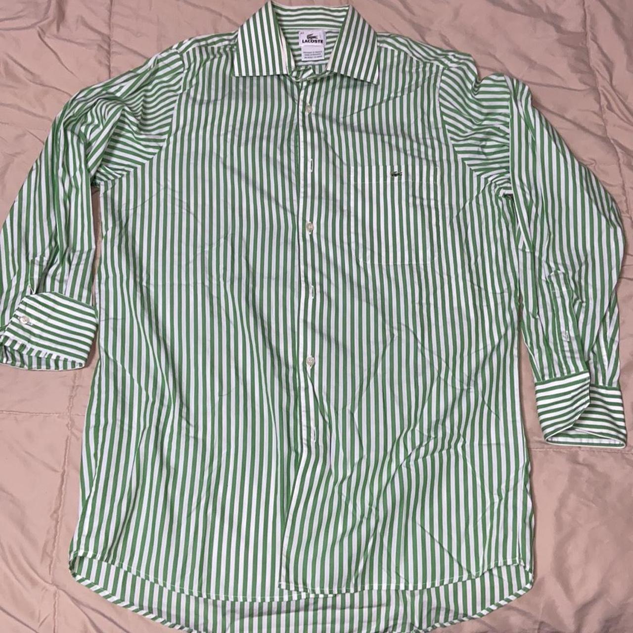 Lacoste Men's Green and White Shirt Depop