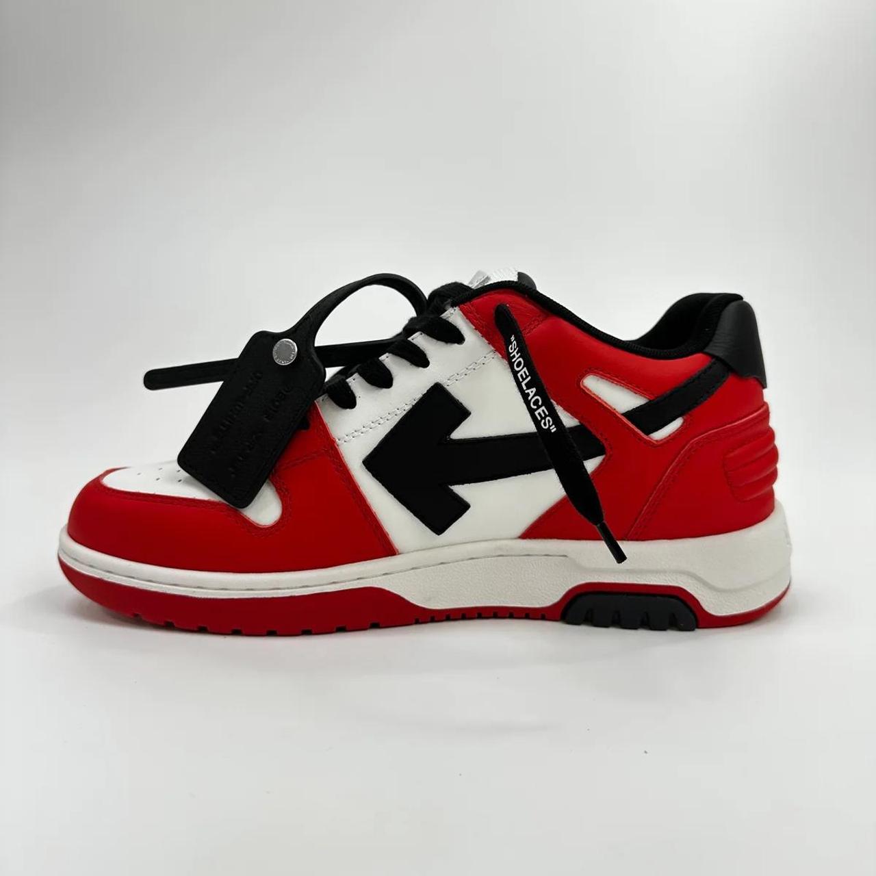 Off white black hot sale and red shoes