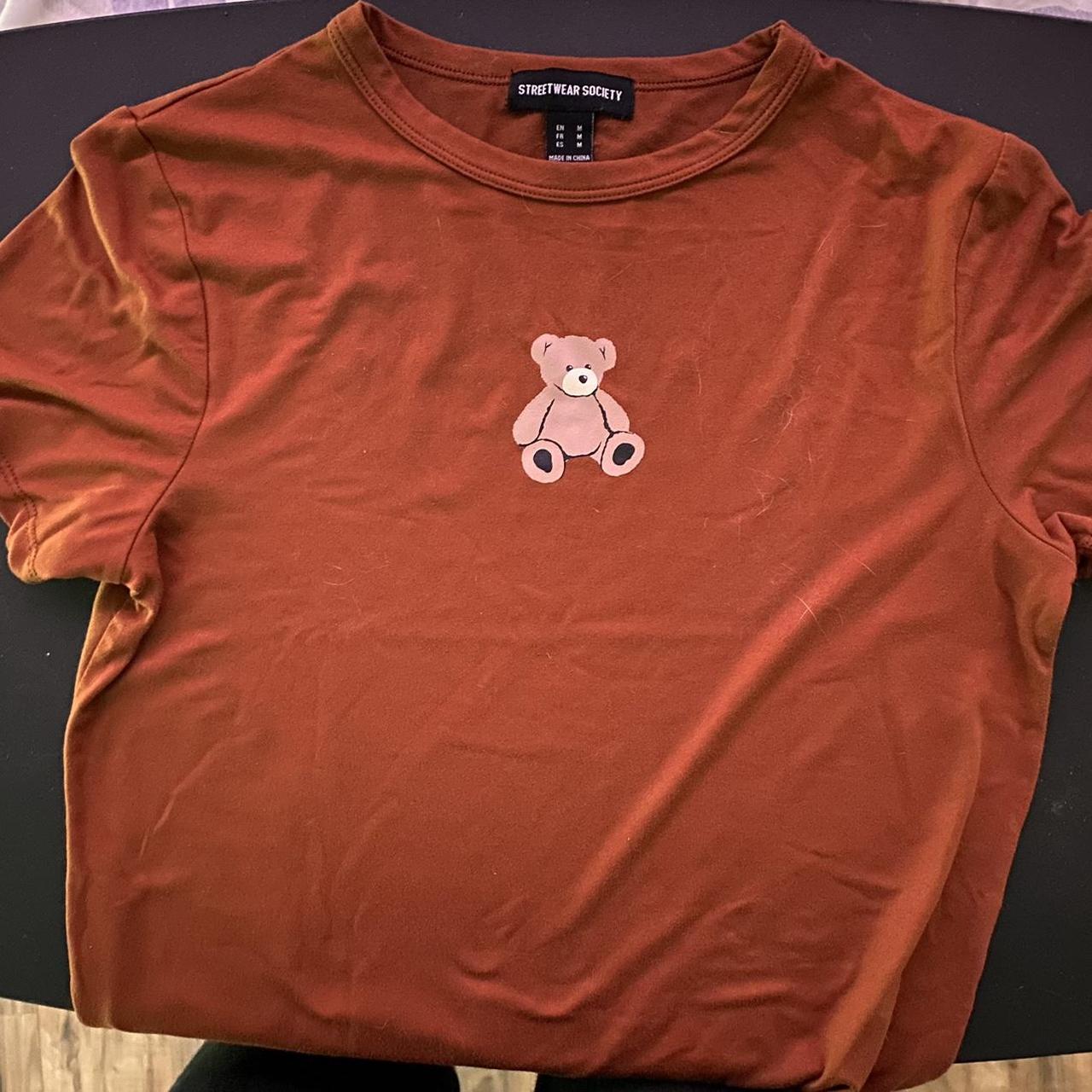 Cropped Teddy Bear Brown Tee From Garage Only Worn - Depop