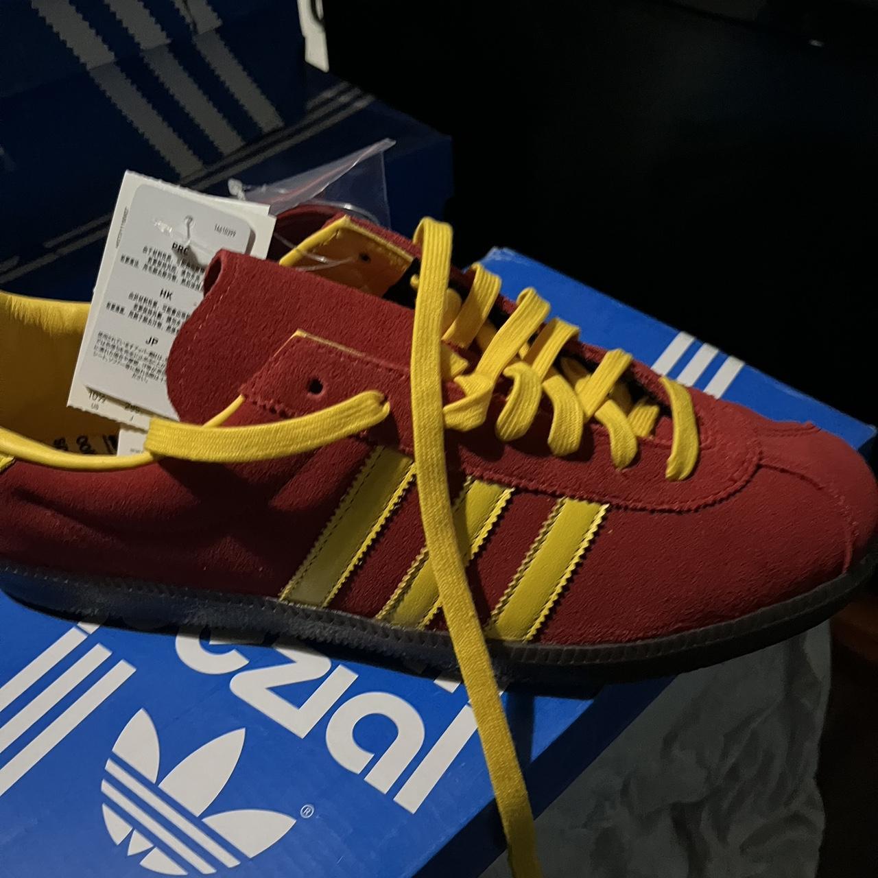 Adidas Originals Men's Red and Yellow Trainers | Depop