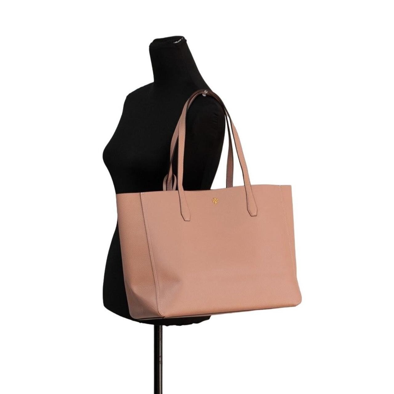 Tory Burch (85984) Blake Large Pebbled Leather Shoulder Tote Handbag (Pink  Moon/Cortado) 