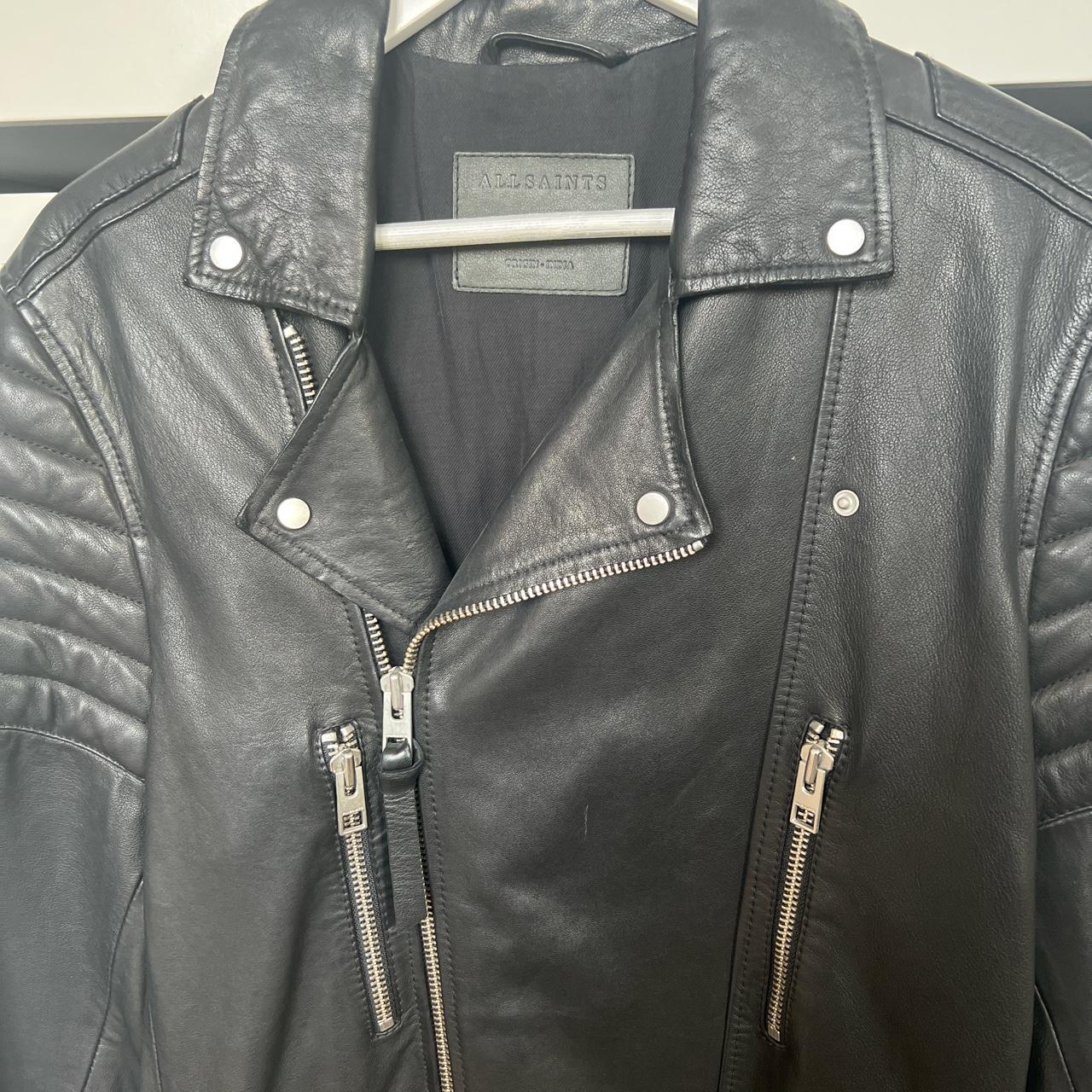 All saints men’s leather jacket, size medium. Worn... - Depop