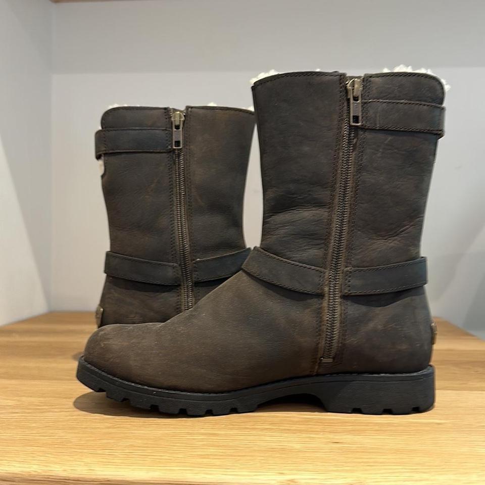 UGG Grandle Shearling Lined Leather Motorcycle Boots Depop