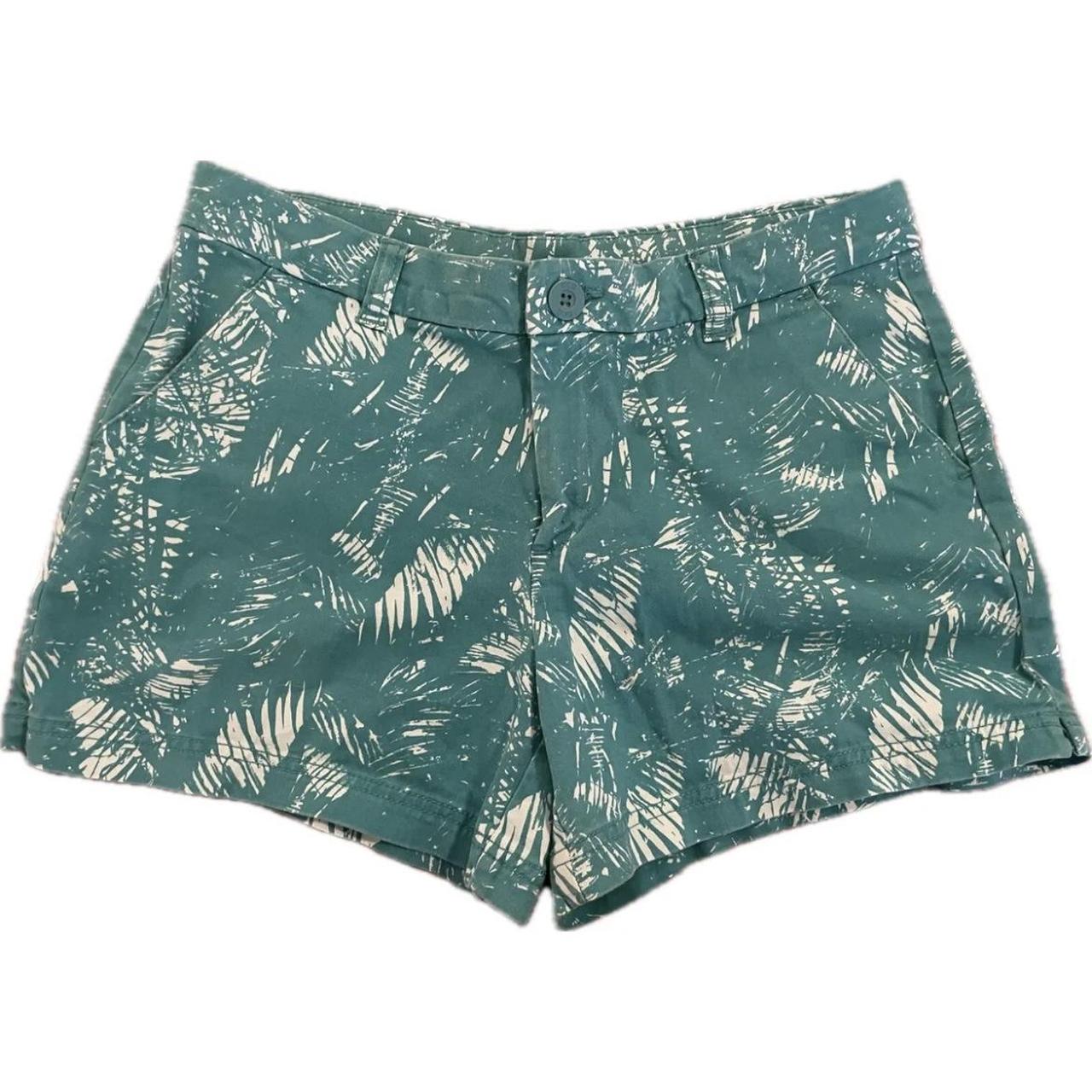 BCG Shorts Women’s Size 10 Turquoise Print Stretch - Depop