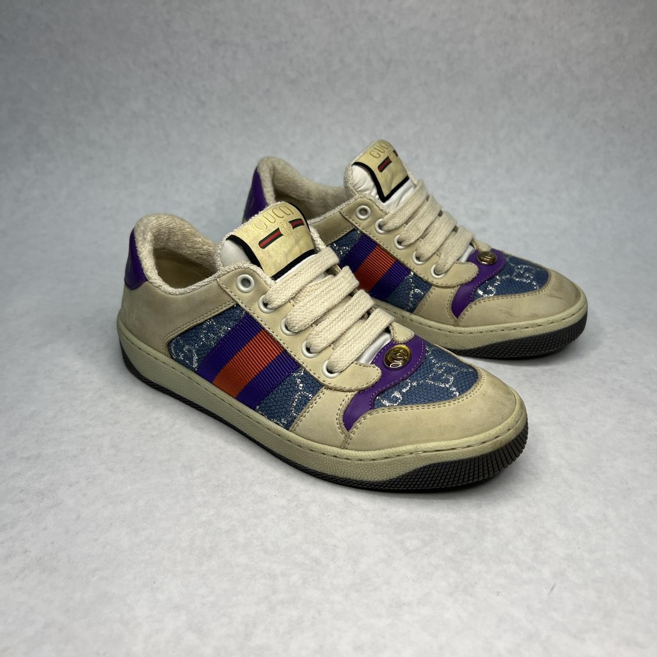 GG Screener Leather Low Top Sneakers in Blue - Gucci