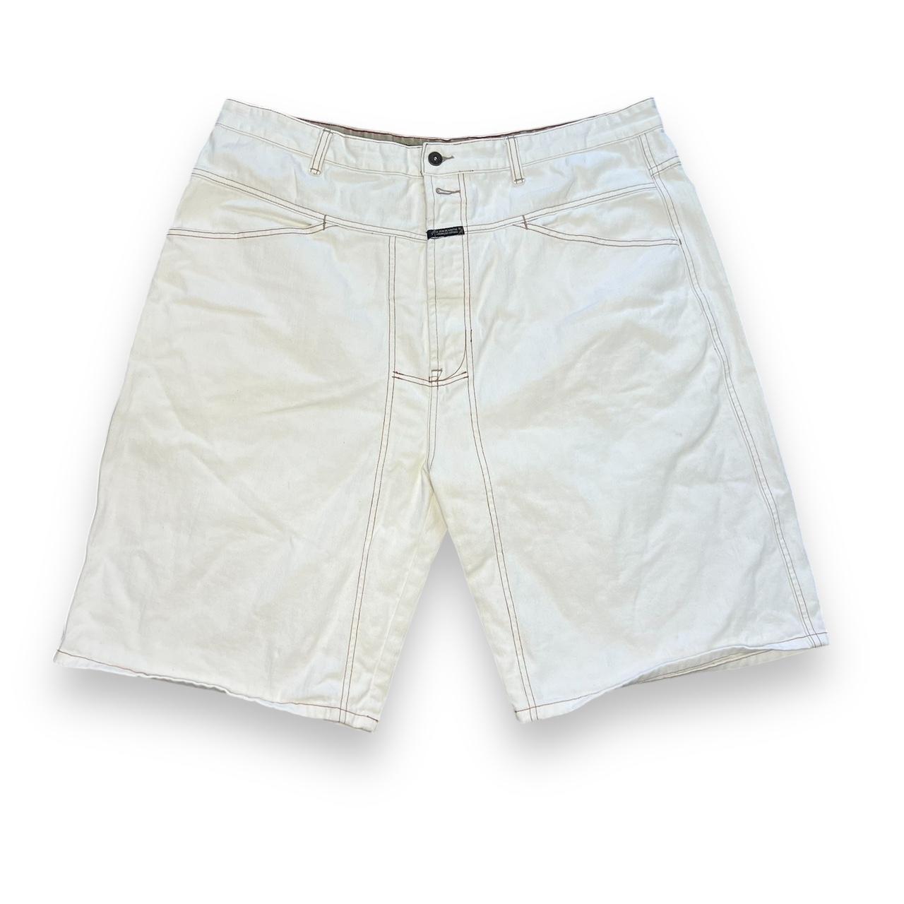 VTG Rare Le Jean De Marithe Francois Girbaud popular White Tiedye Denim Cream Shorts 36