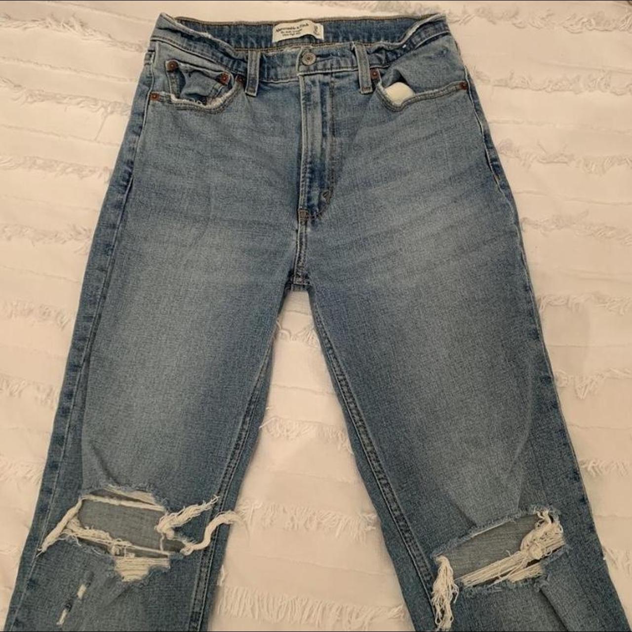 Abercrombie jeans the ankle straight ultra high rise... - Depop