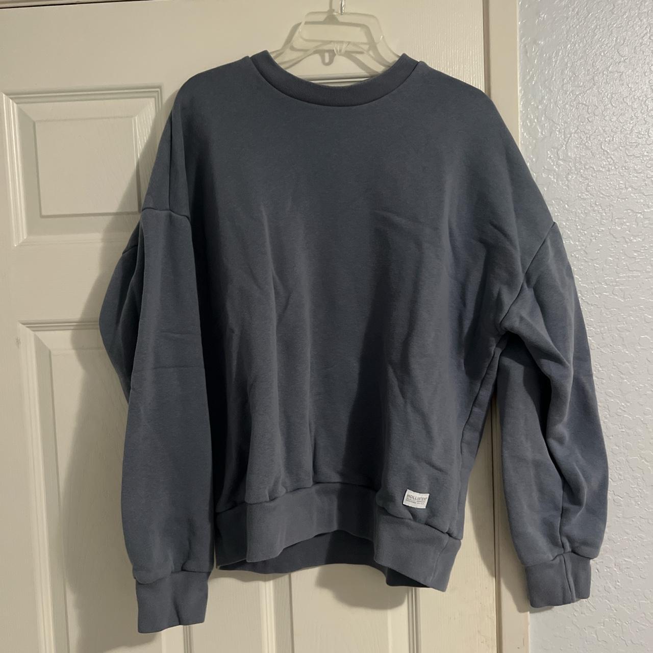 large hollister light blue crewneck sweatshirt in... - Depop