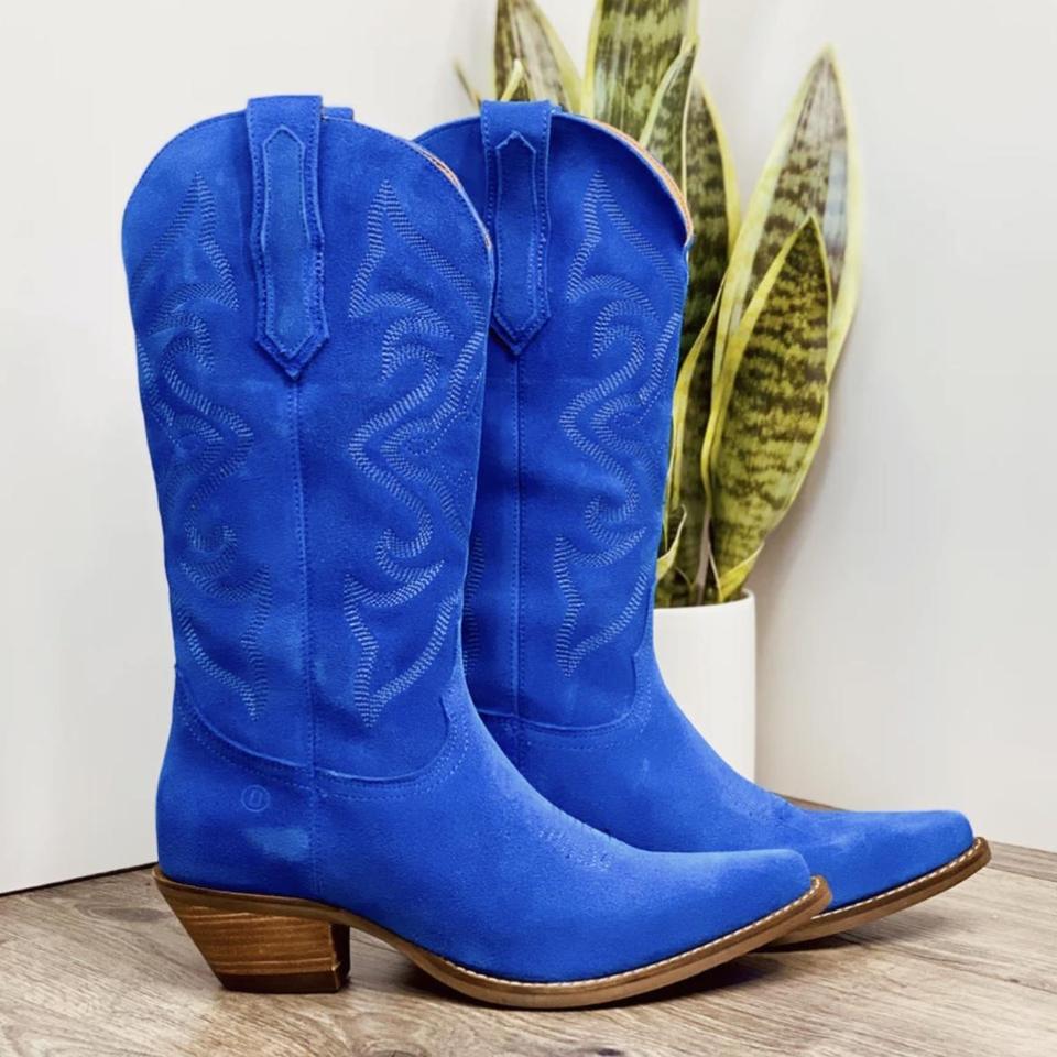 Royal blue store cowboy boots