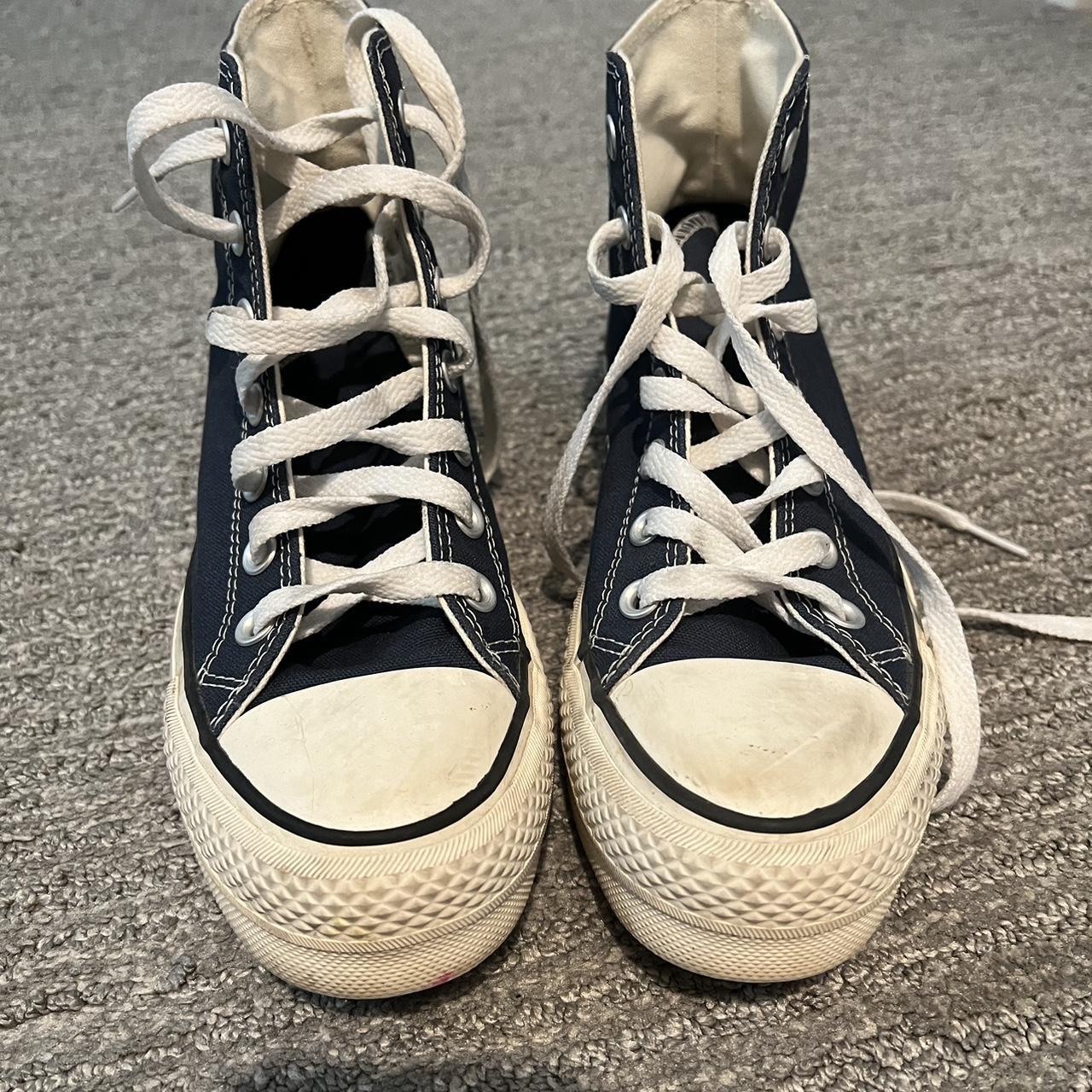 navy blue platform trainers