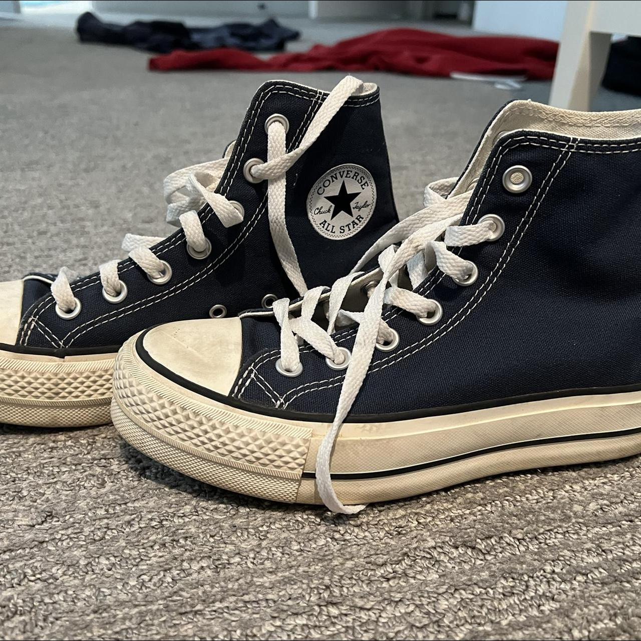 navy blue platform trainers