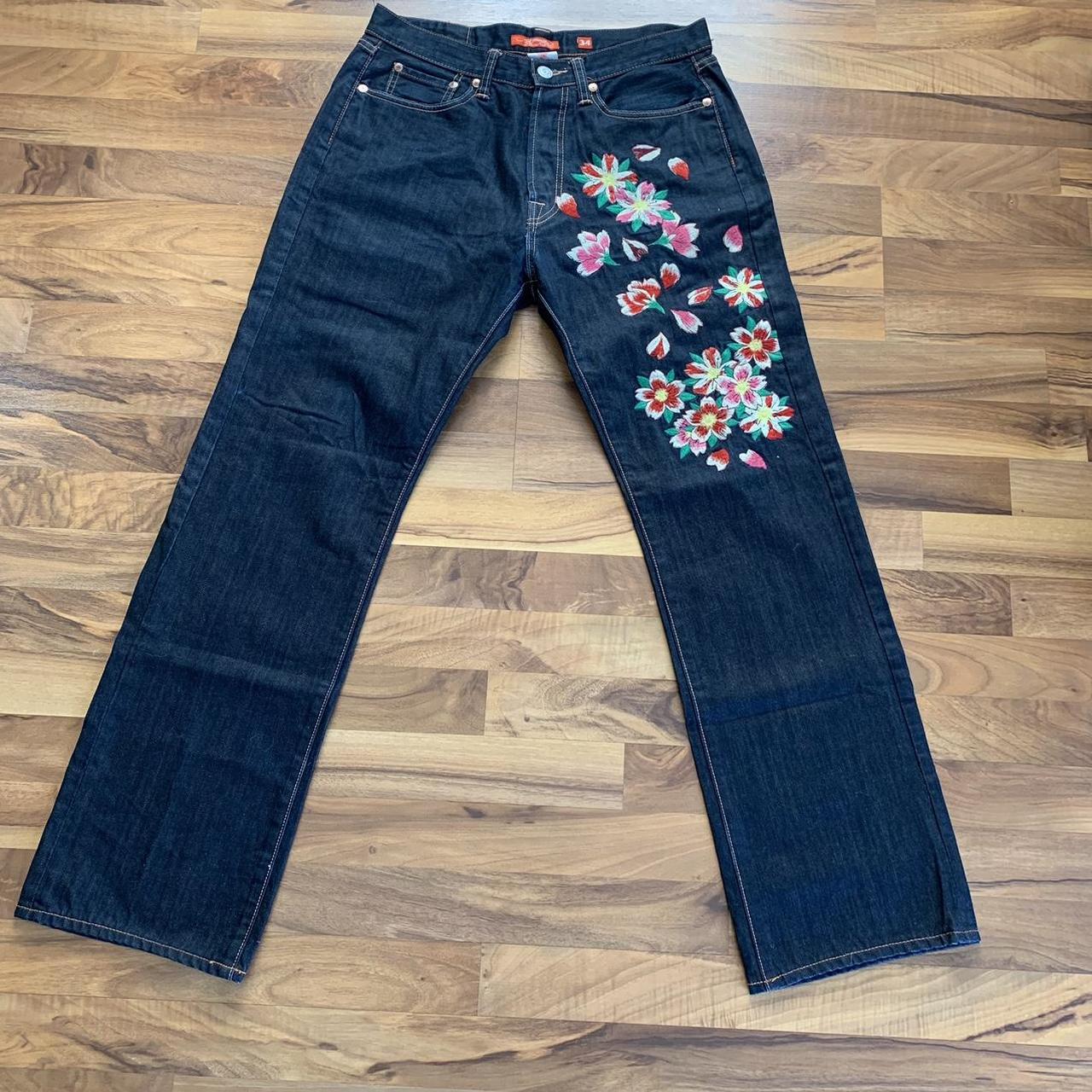 Ed Hardy Jeans/Vintage embroidered denim/Waist... - Depop