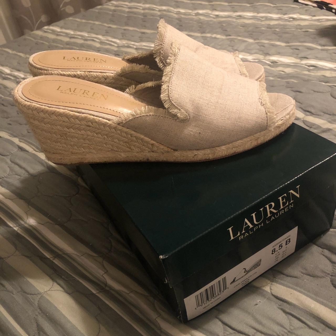 Lauren Ralph Lauren Carlynda natural linen wedge