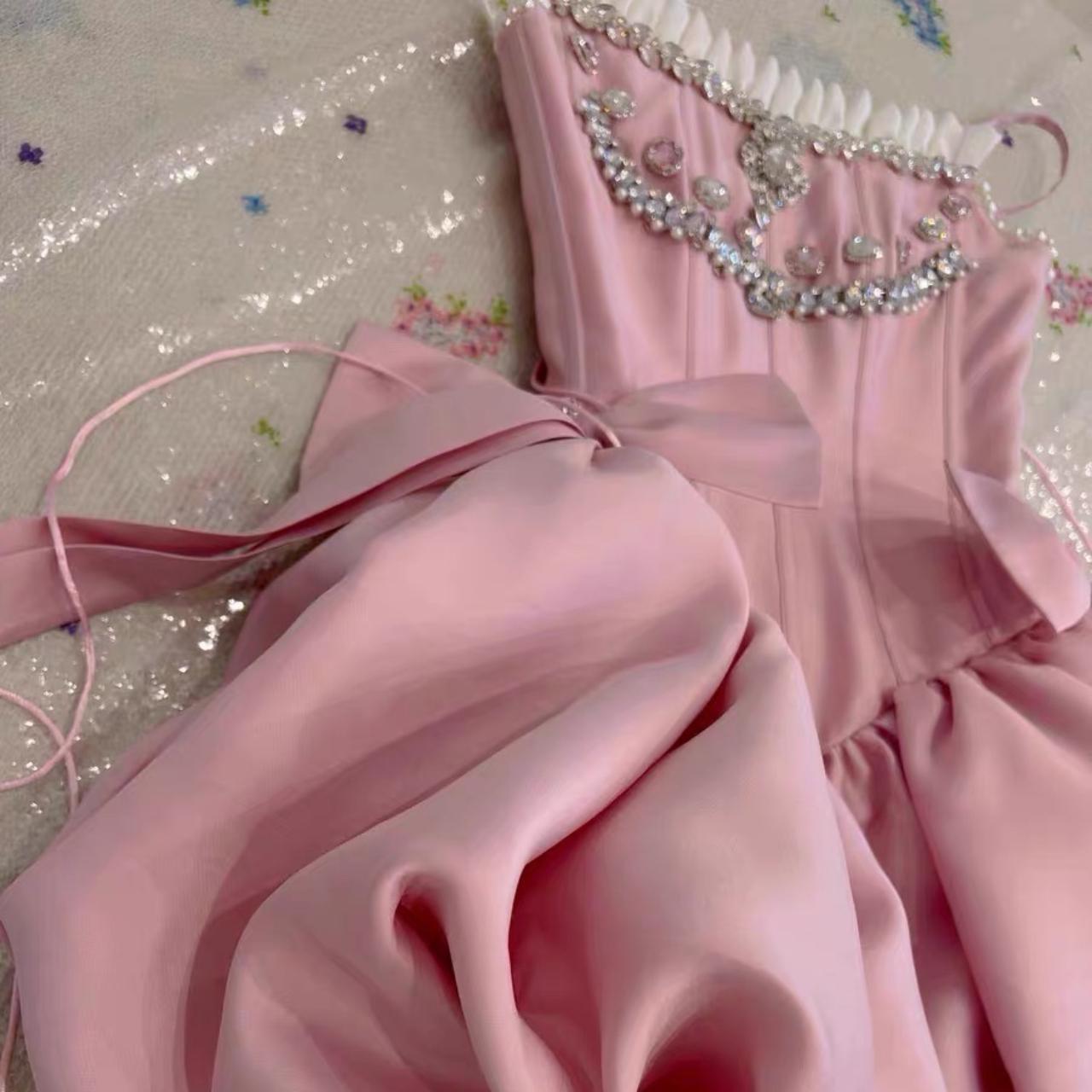 prettiest barbie pink princess dress with... - Depop