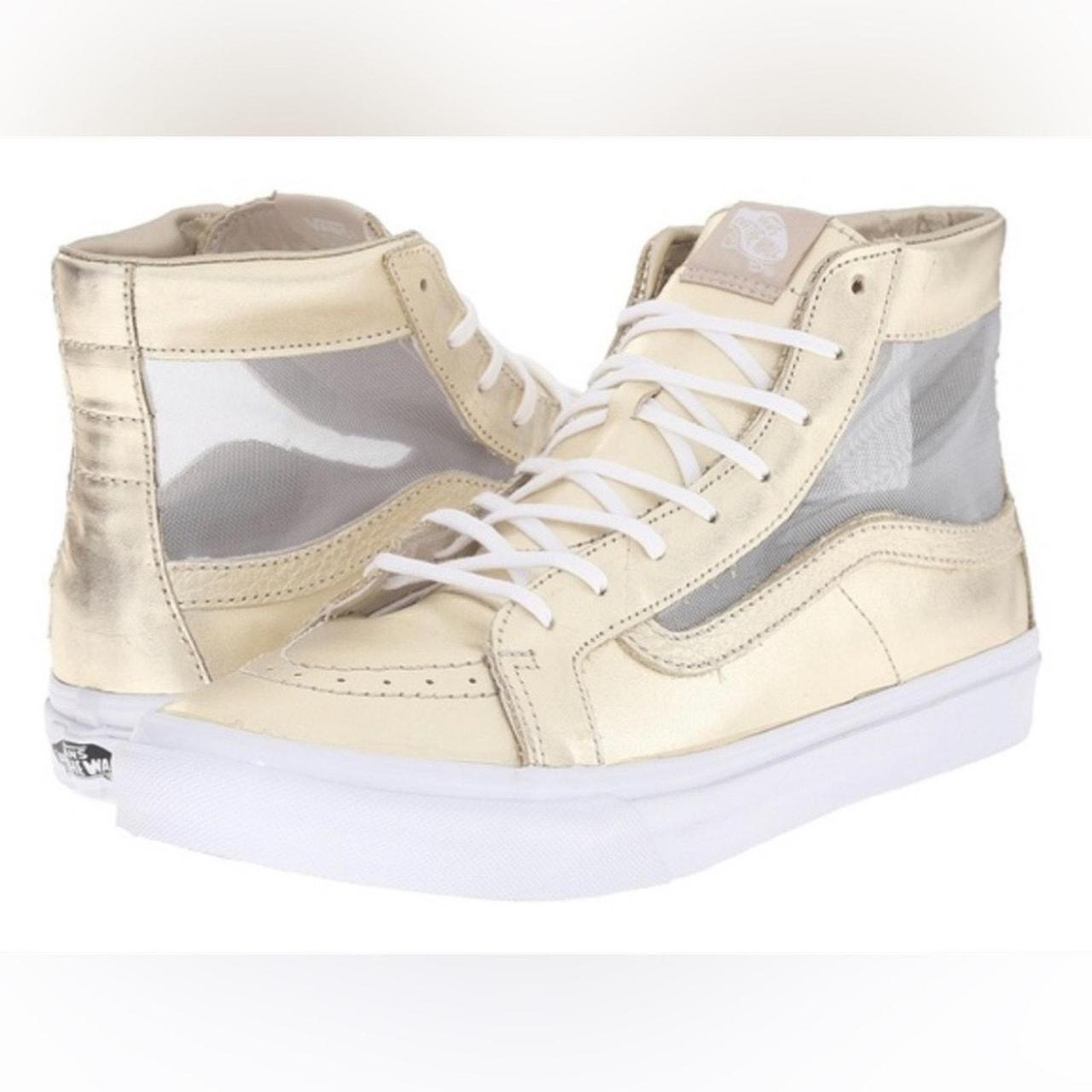 Vans high tops womens gold discount