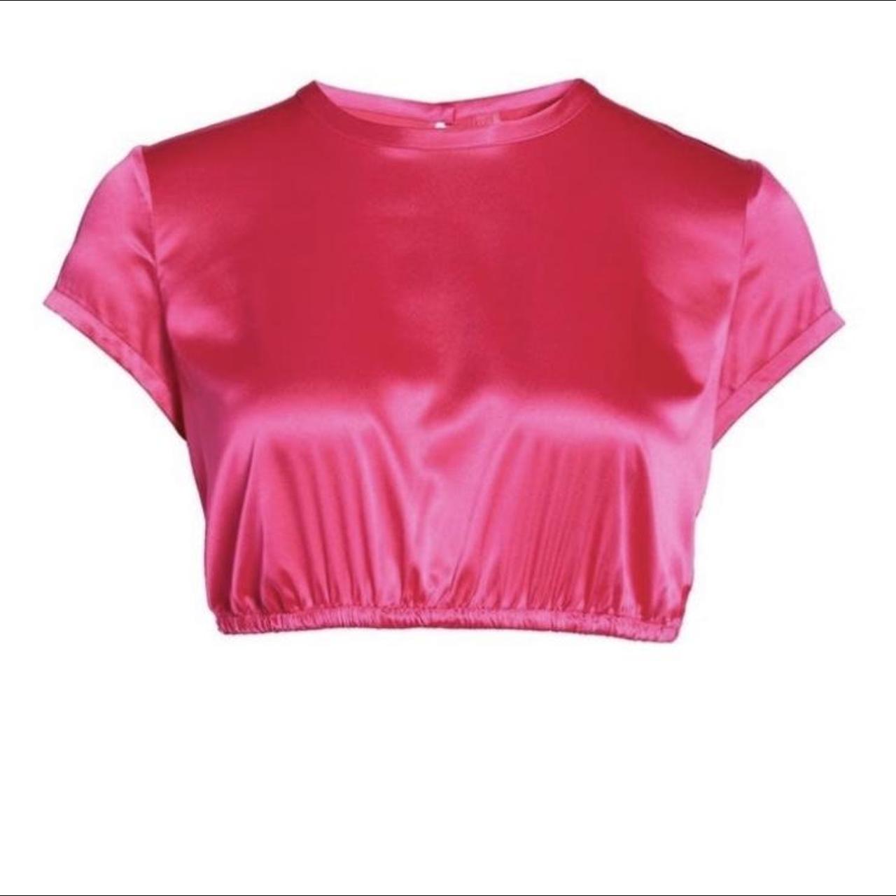 NWT SKIMS Shine Satin Woven Crop Top in Pink Sand - Size 3X