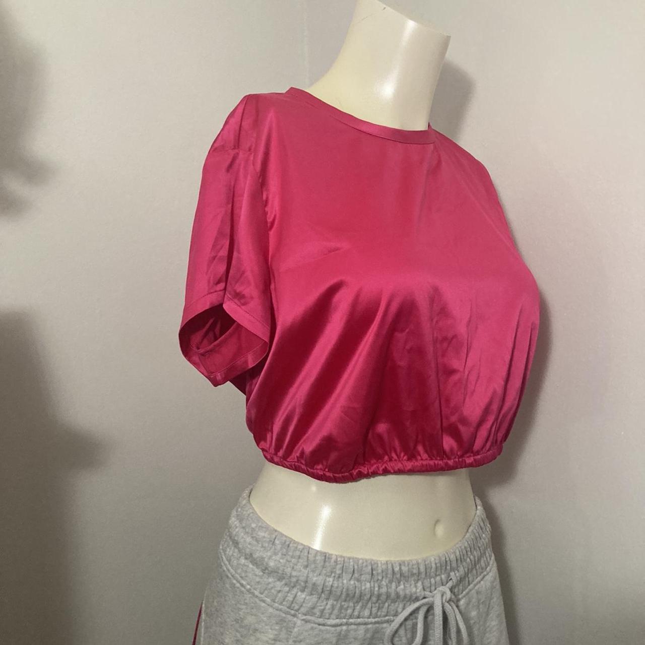 NWT SKIMS Shine Satin Woven Crop Top in Pink Sand - Size 3X