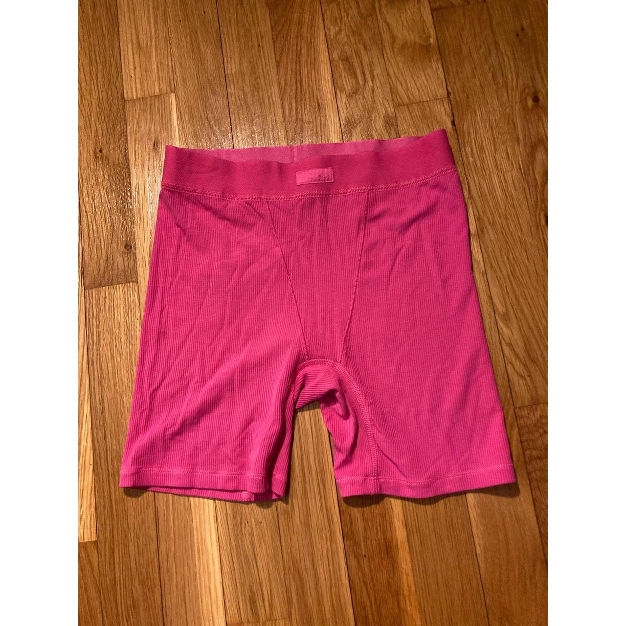 LIMITED EDITION SKIMS HOT PINK RIBBED SHORTS Rib Kim - Depop