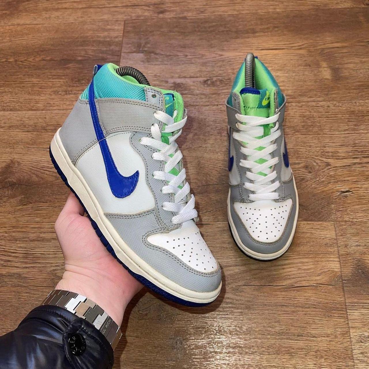 Nike Dunk High “Slime green/teal” Used Overall good... - Depop