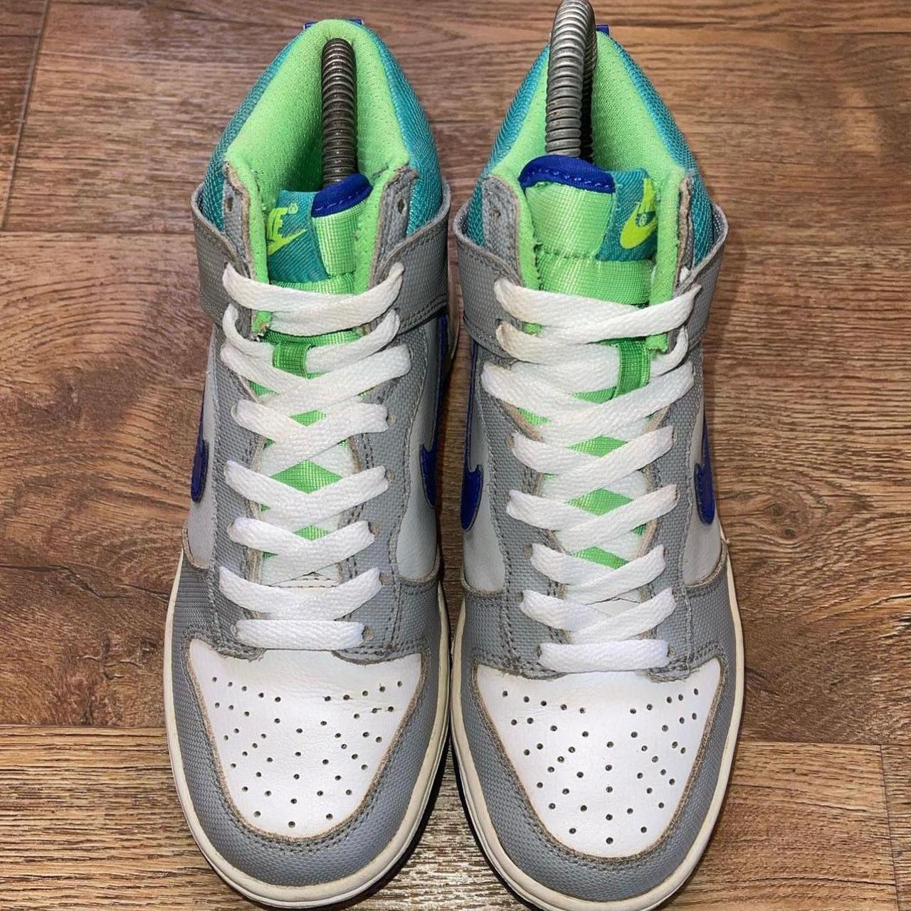 Nike Dunk High “Slime green/teal” Used Overall good... - Depop