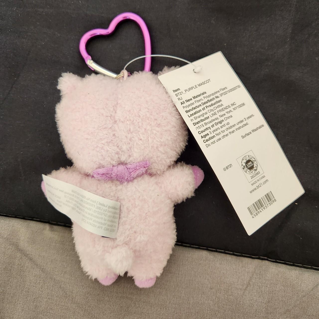 BT21 BTS RJ Purple Plush Keychain Heart New with... - Depop