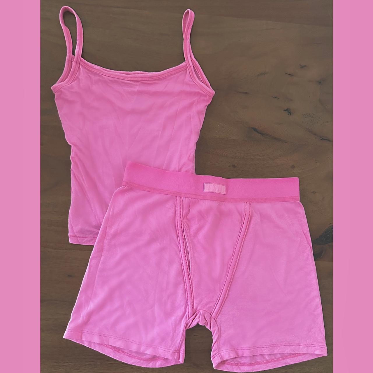 SKIMS Bubblegum Pink Sleep Set Includes both tank +... - Depop