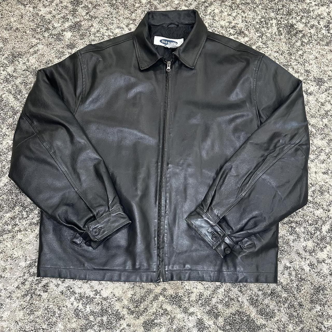 Black Old Navy Leather Jacket Size XL oversized fit. Depop