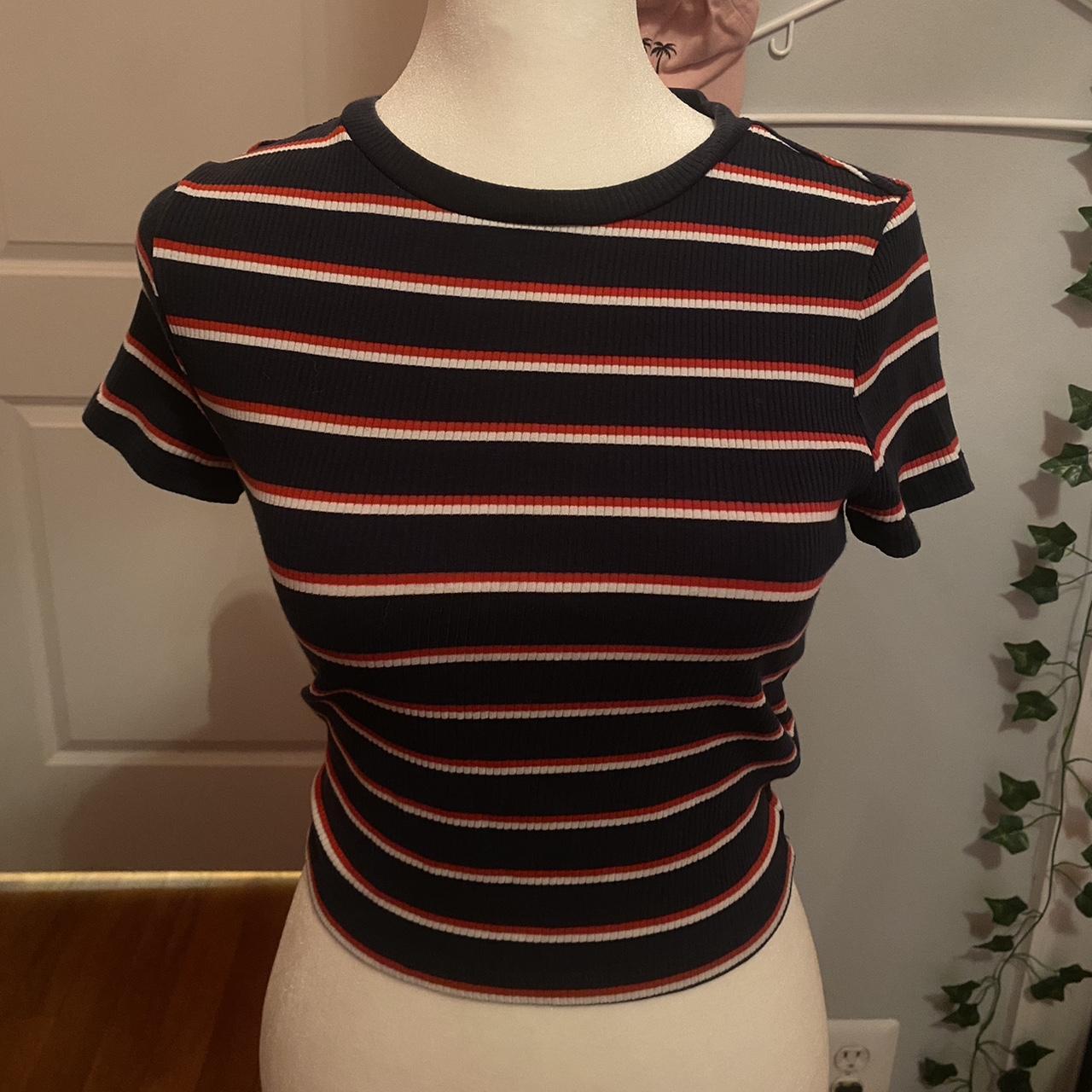 cute crop/undershirt. striped and red, blue and white! - Depop