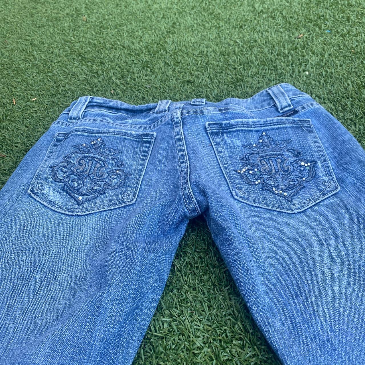 Miss Me Women's Blue and Silver Jeans Depop