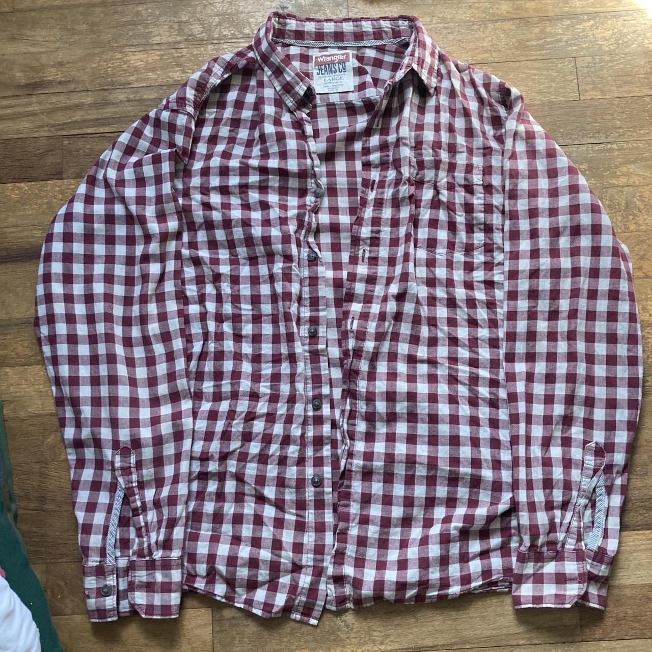 Wrangler Men's Red and White Shirt | Depop