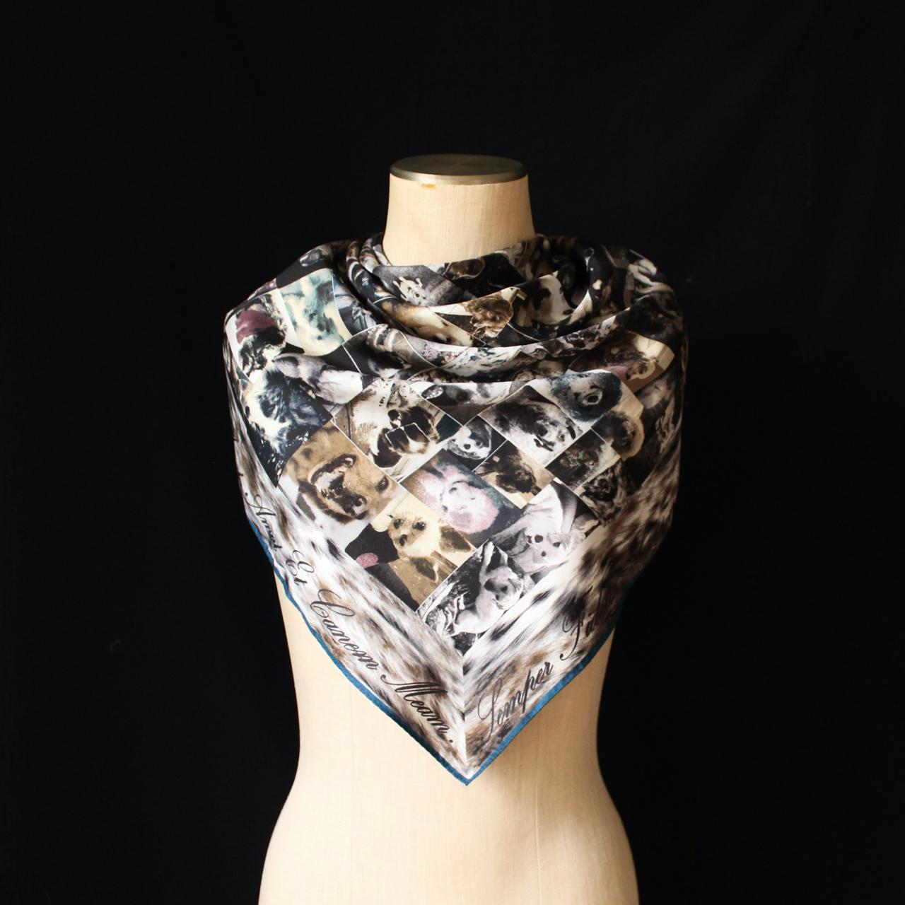 Brown Large Square Silk Scarf