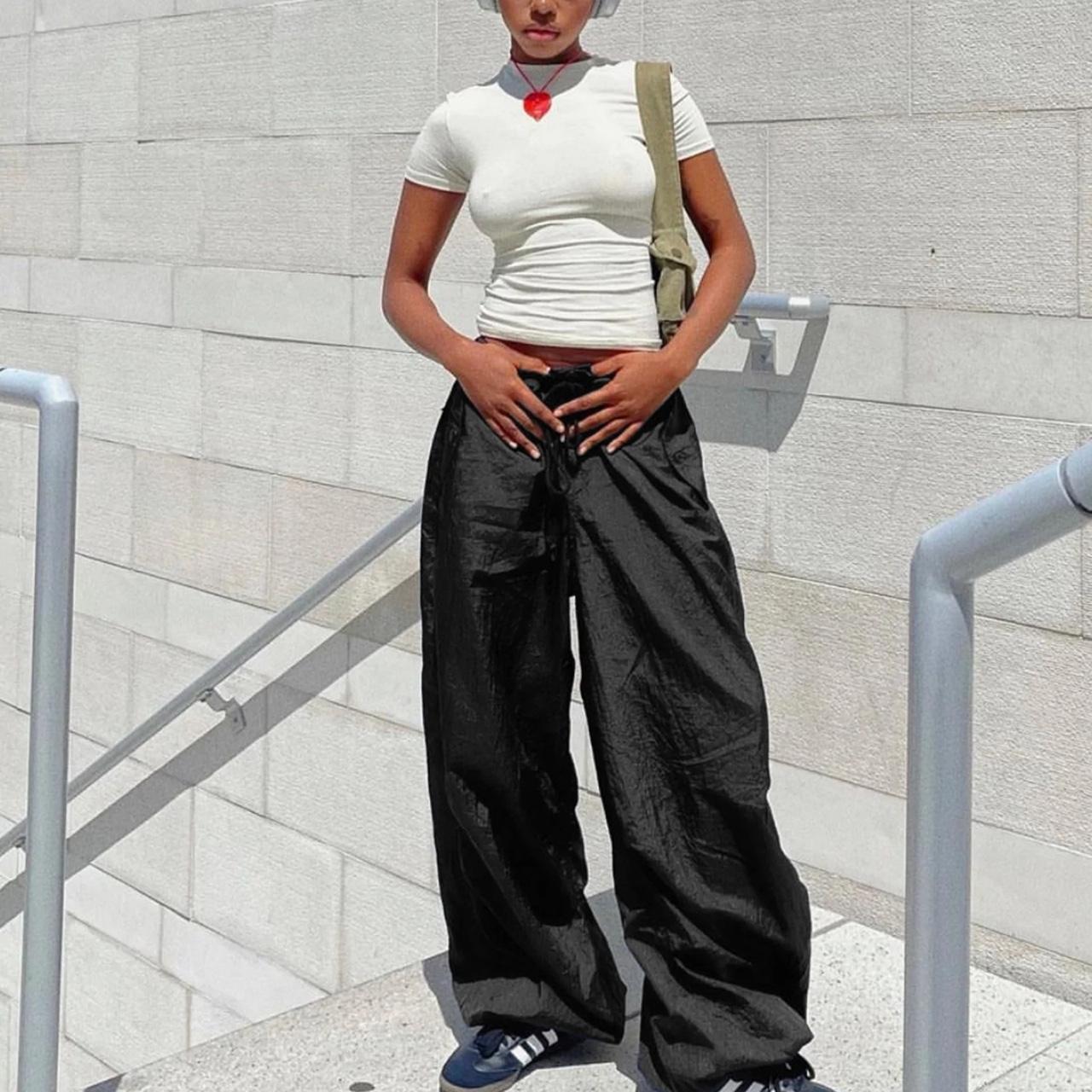 Motel rocks parachute pants Size M black Never... Depop